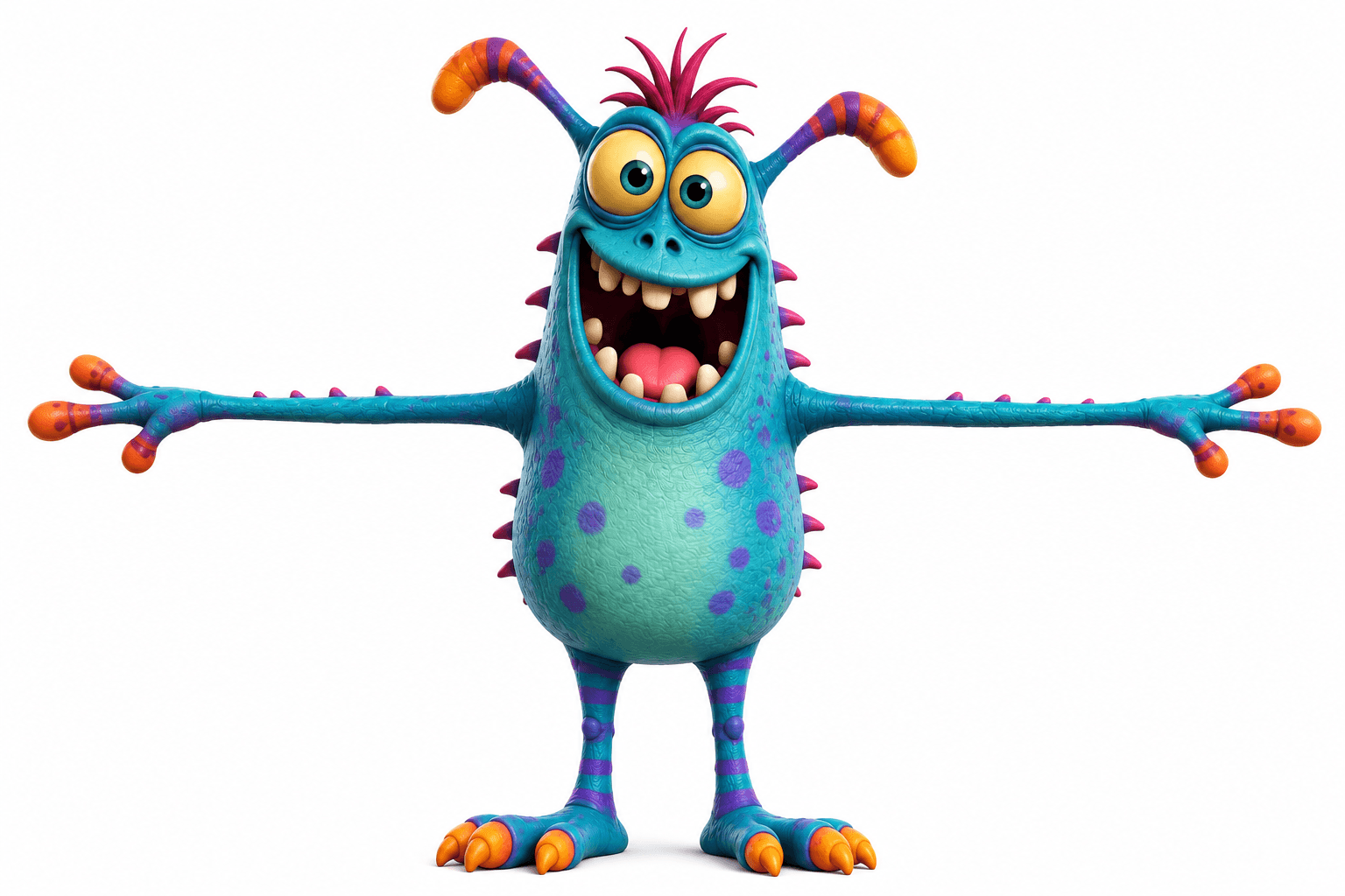 Funny Blue Cartoon Monster preview 2